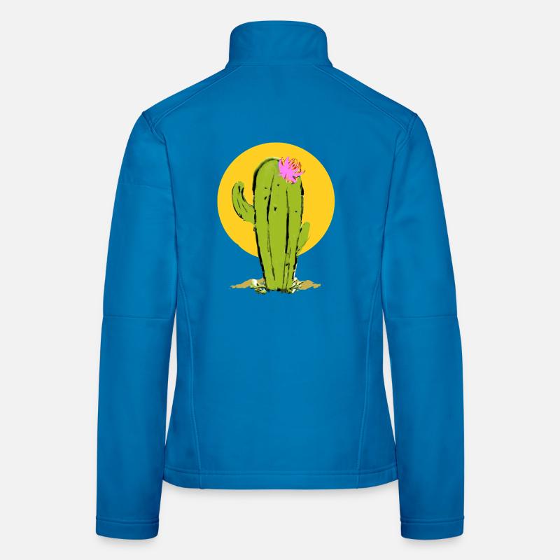 Kaktus mit abstrakter Blume - Frauen Softshelljacke - Lichtblau
