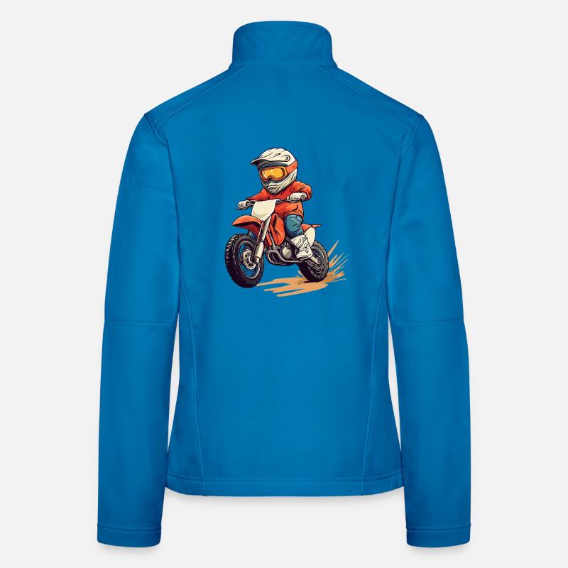 Child riding a motorcycle with a helmet Women's Softshell Jacket