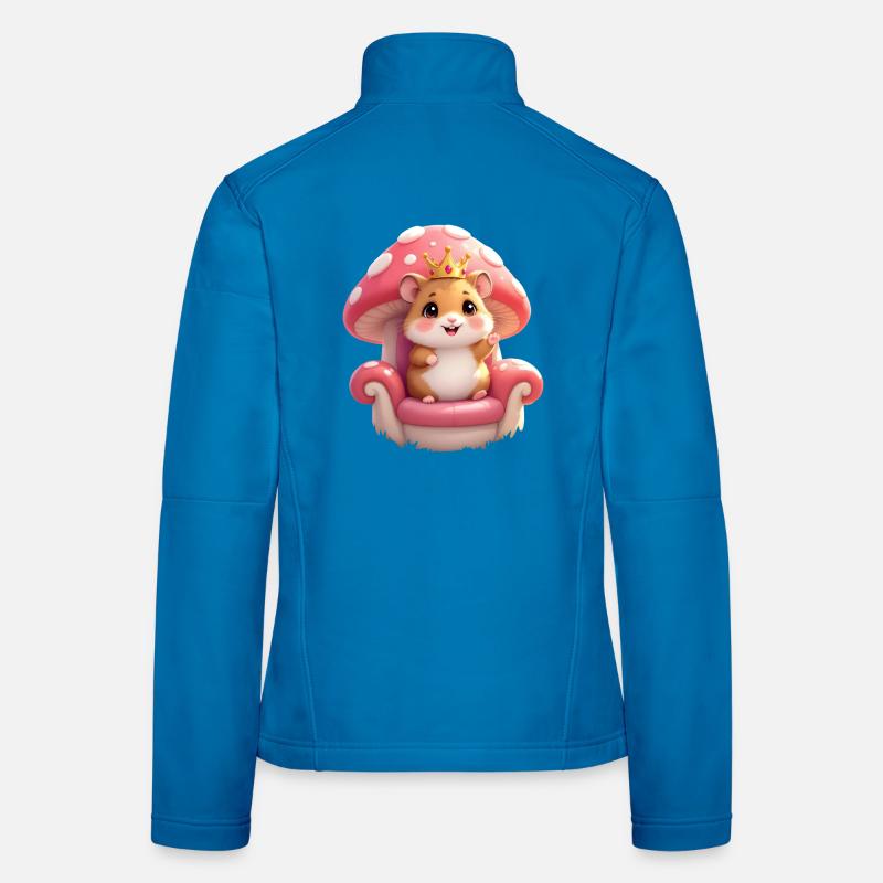 Cute hamster with crown on mushroom throne Women's Softshell Jacket