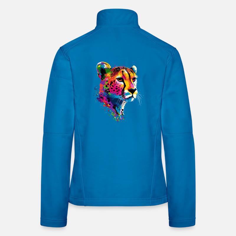 Guépard Guépard Gros chat Amoureux des chats Guépard Veste en tissu softshell Femme