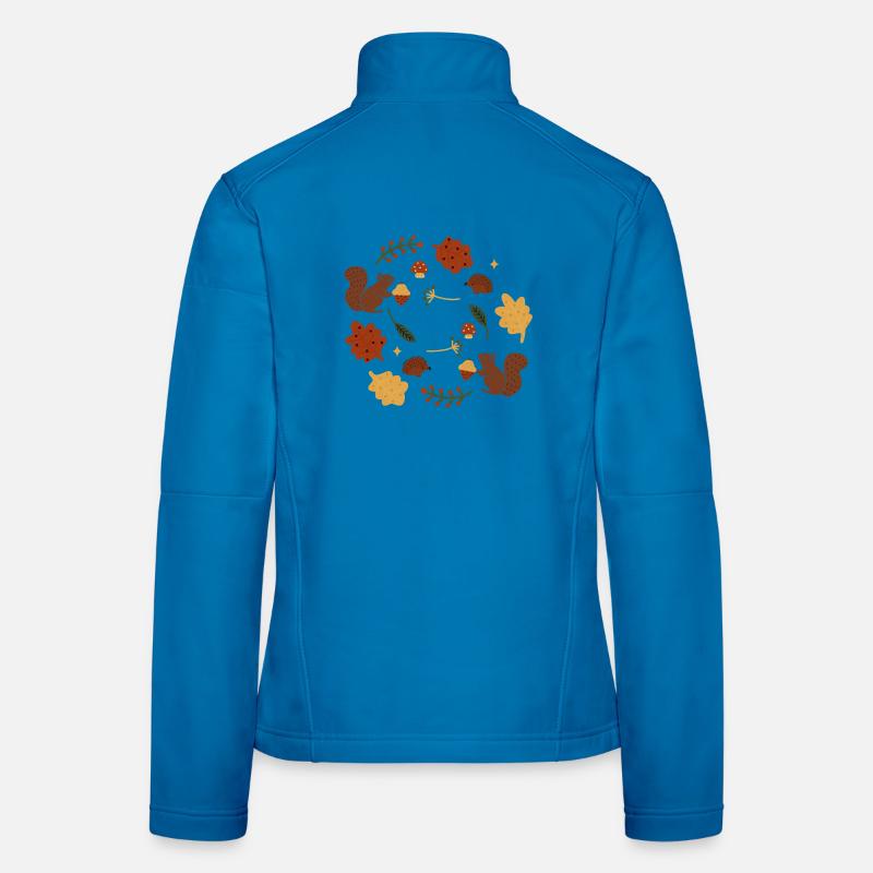 Herbstliche Eichhörnchen und Blätter Muster Frauen Softshelljacke