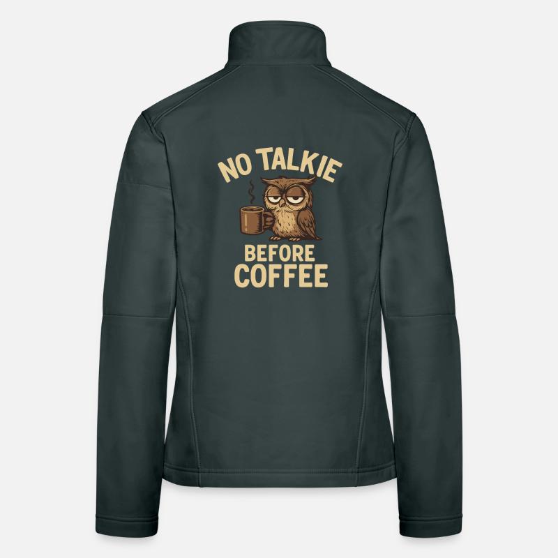 Owls with coffee cup and statement Women's Softshell Jacket