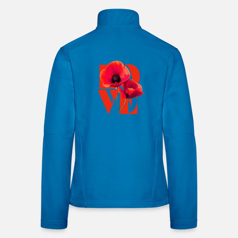 Lebendiges Mohnblumen-Kunstdesign Frauen Softshelljacke