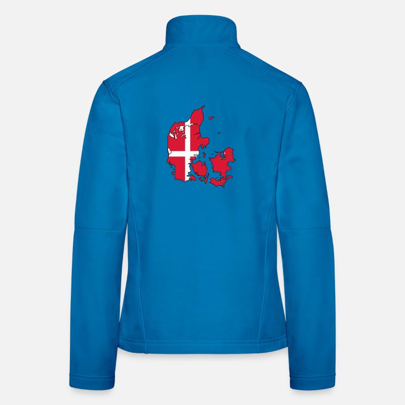 Denmark flag on map Women's Softshell Jacket