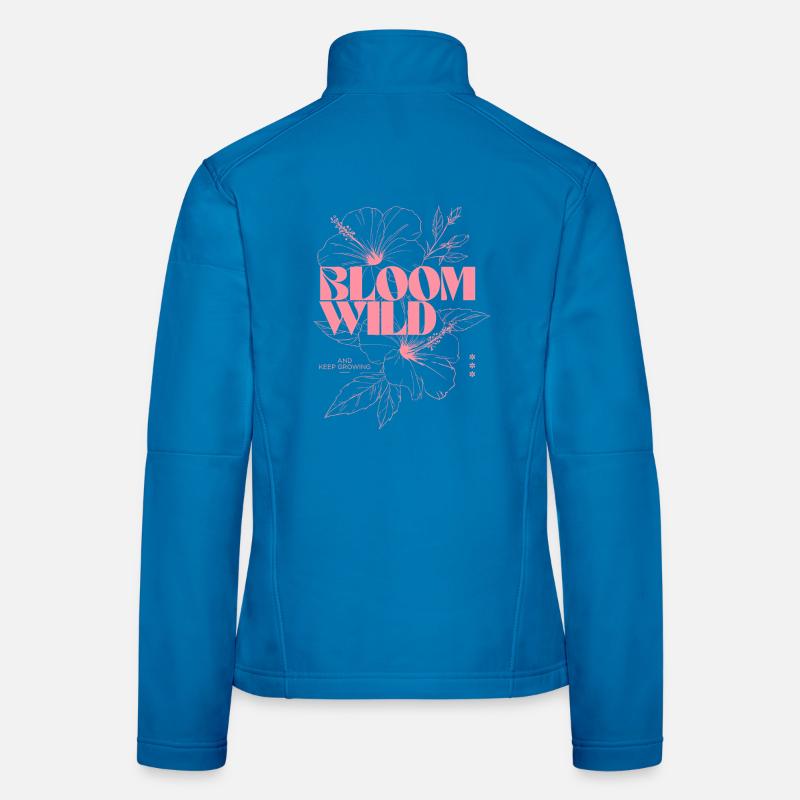 Bloom Wild Floral Illustration - Women's Softshell Jacket - light blue
