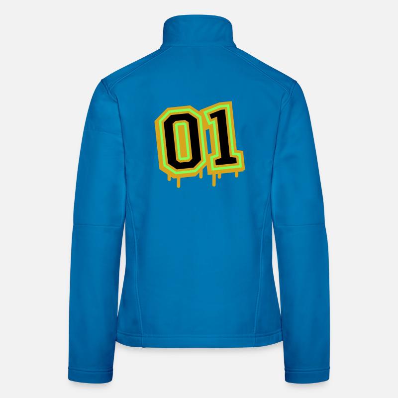 Glowing Neon Number 01 Design Women's Softshell Jacket