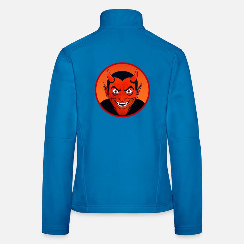 Demonic Devil's Head with Horn Women's Softshell Jacket