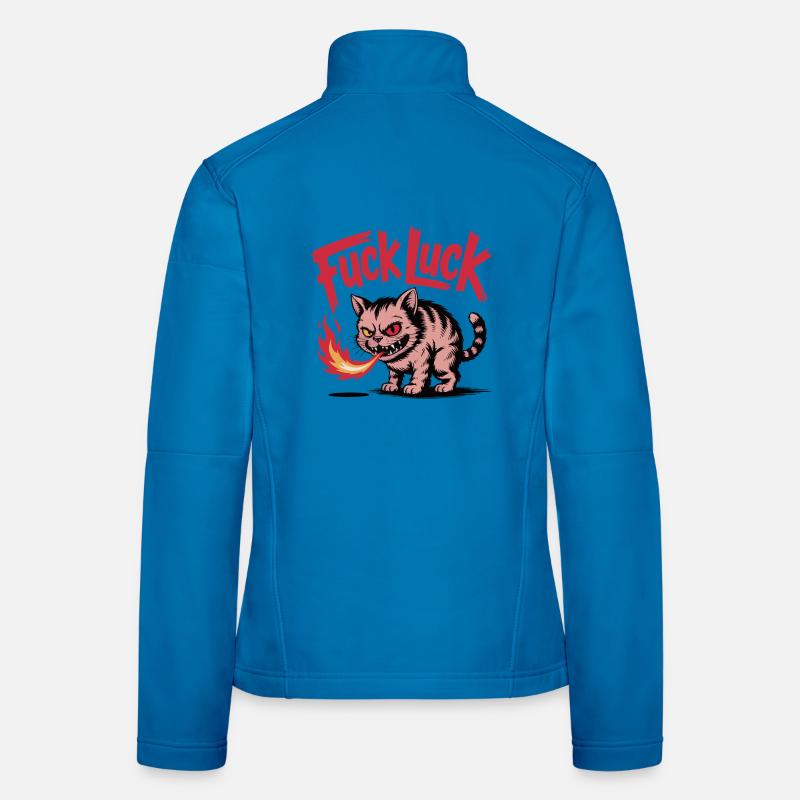 Fiery Cat with Bold Text Design Women's Softshell Jacket