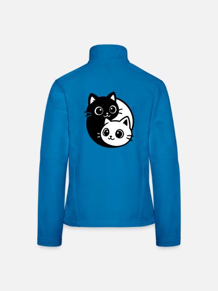 Portrait de chat Ying Yang - Veste en tissu softshell Femme - bleu clair - Dos