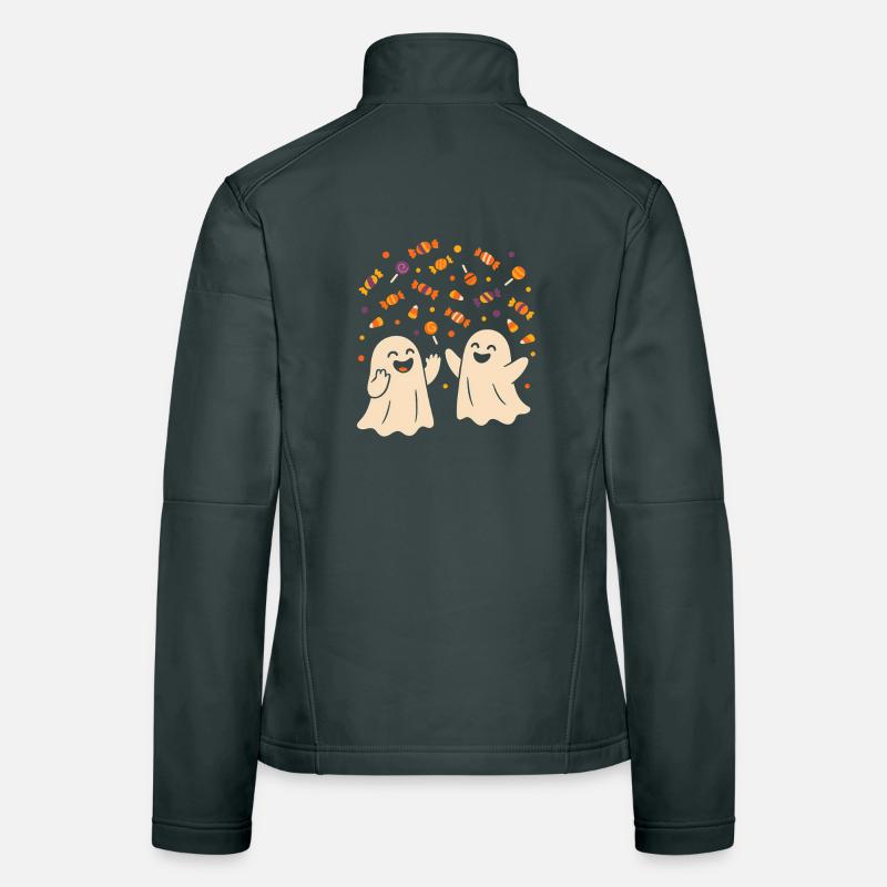 Humorous ghosts with sweets Women's Softshell Jacket