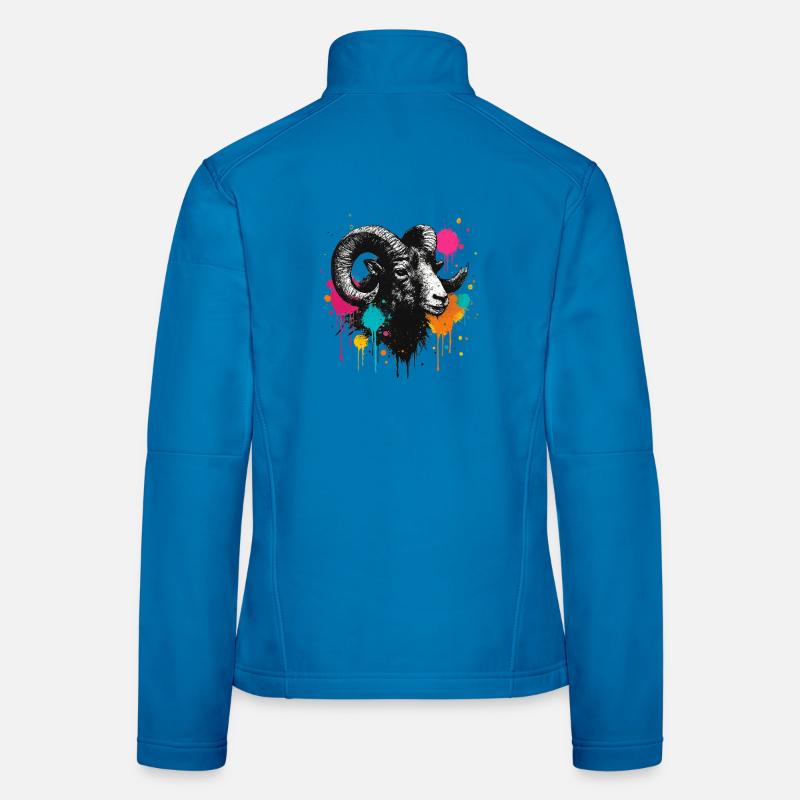 Ram's Head Graffiti Color Explosion Women's Softshell Jacket