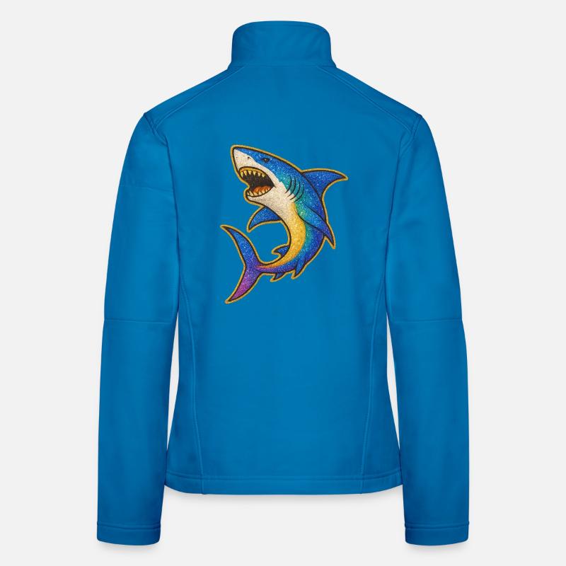 Hai | Rainbow Shark Patch Art Frauen Softshelljacke