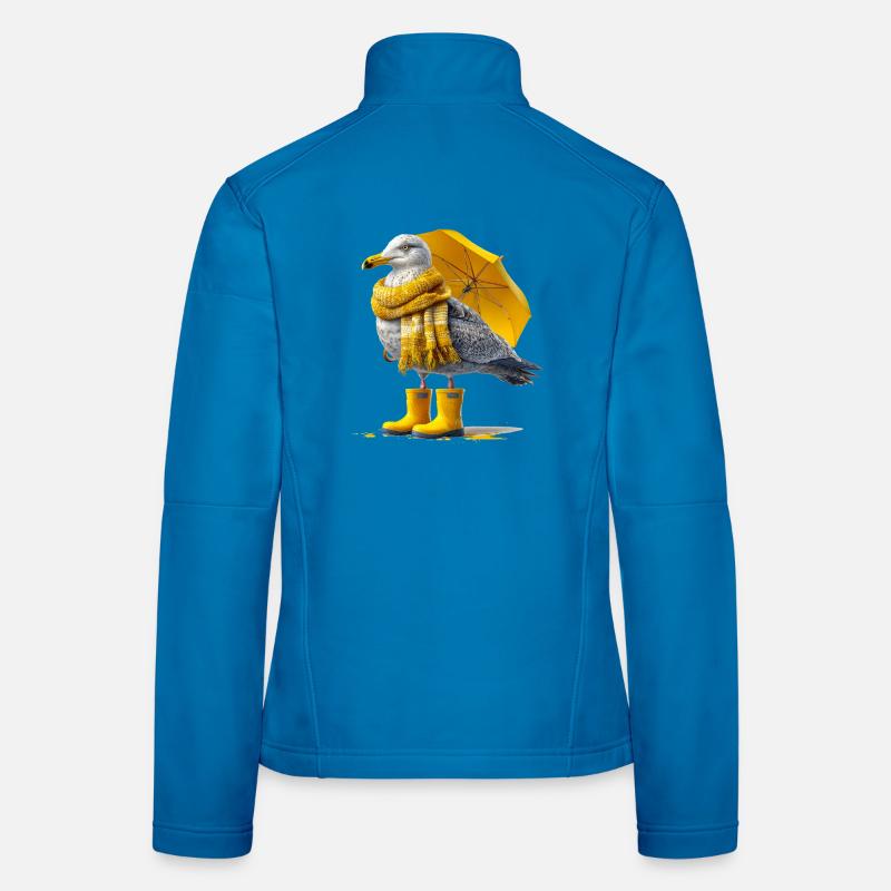 Mouette avec parapluie jaune et bottes Veste en tissu softshell Femme