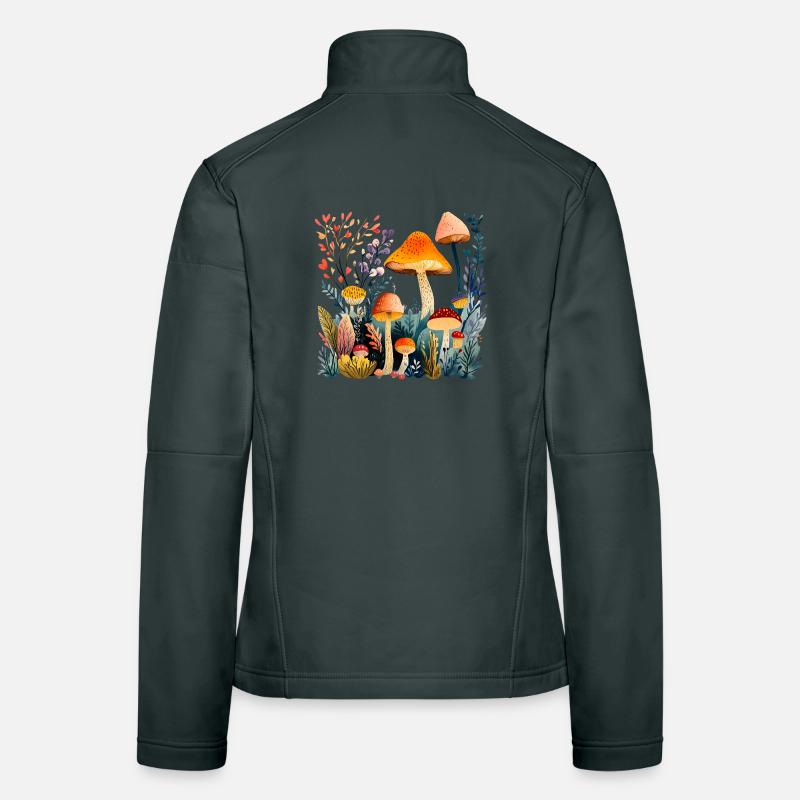 Forest mushroom group in autumn forest Women's Softshell Jacket