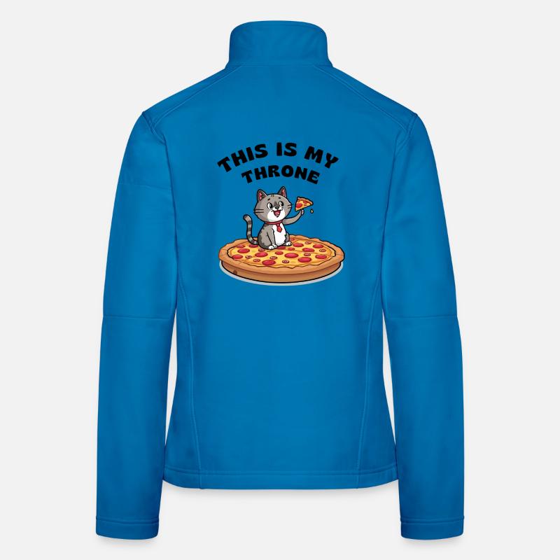 Chat de dessin animé sur pizza – C’est mon trône Veste en tissu softshell Femme