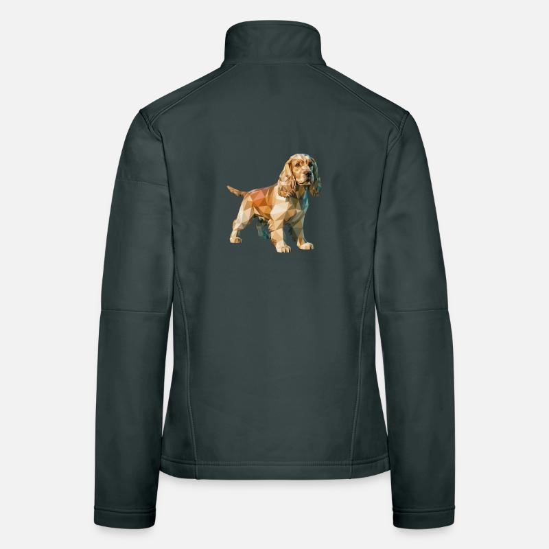 Cocker Spaniel - Cooles Low-Poly-Logo Frauen Softshelljacke
