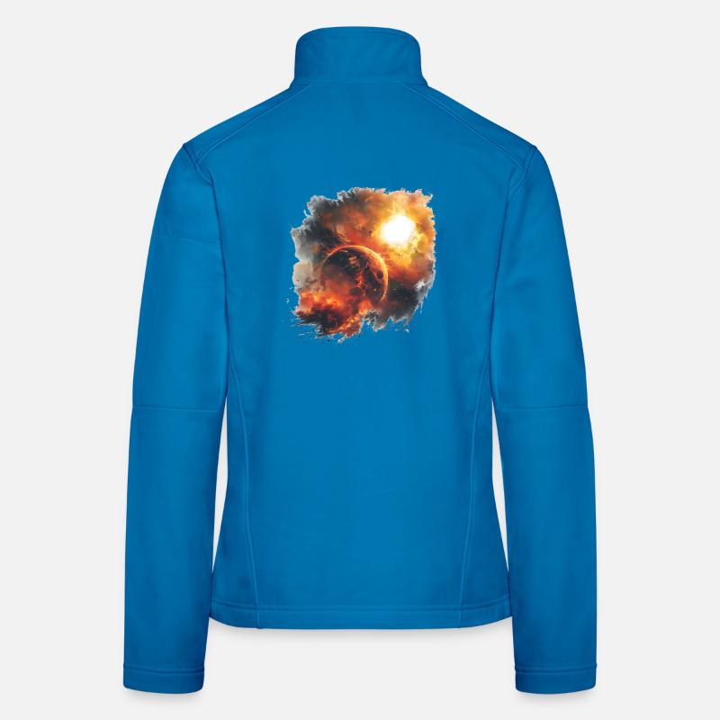 Tempête de feu du cosmos planétaire Veste en tissu softshell Femme