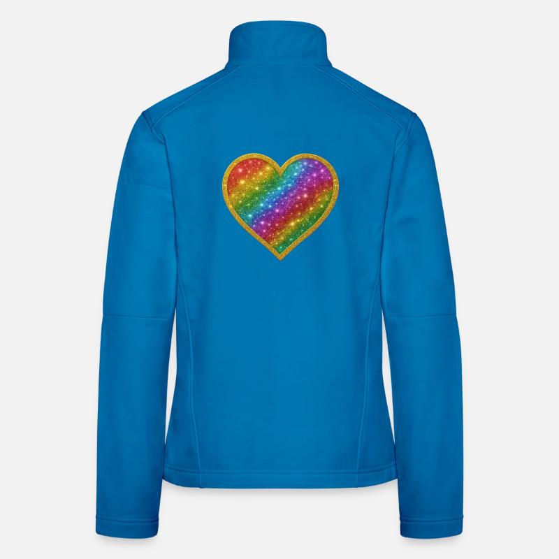 Regenbogenherz mit Goldrand - Frauen Softshelljacke - Lichtblau