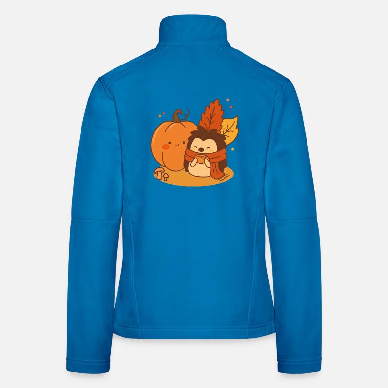 Autumn Snuggles – Hedgehog & Pumpkin Cuties - Women's Softshell Jacket - light blue
