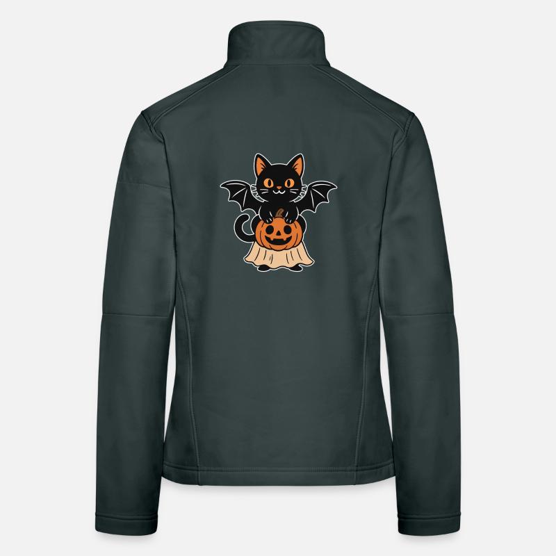 Halloween cat with pumpkin Women's Softshell Jacket