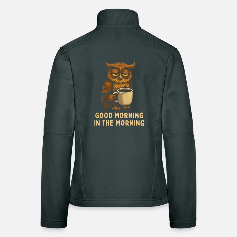 Schlafmütze Eule mit Kaffee Frauen Softshelljacke