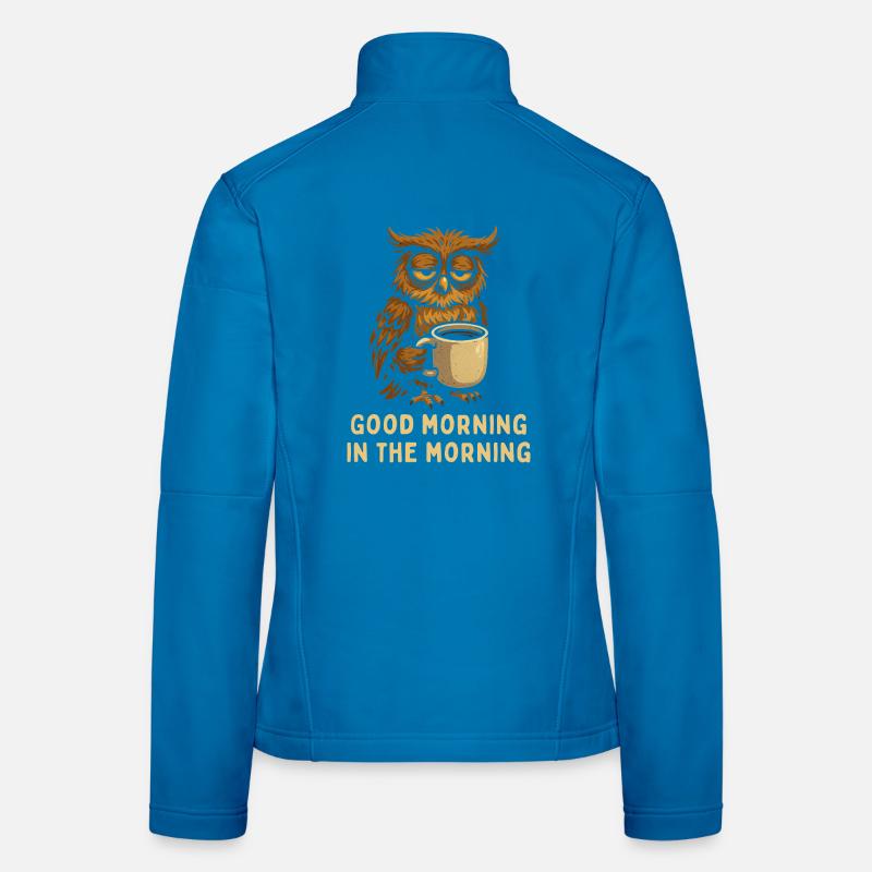 Schlafmütze Eule mit Kaffee Frauen Softshelljacke