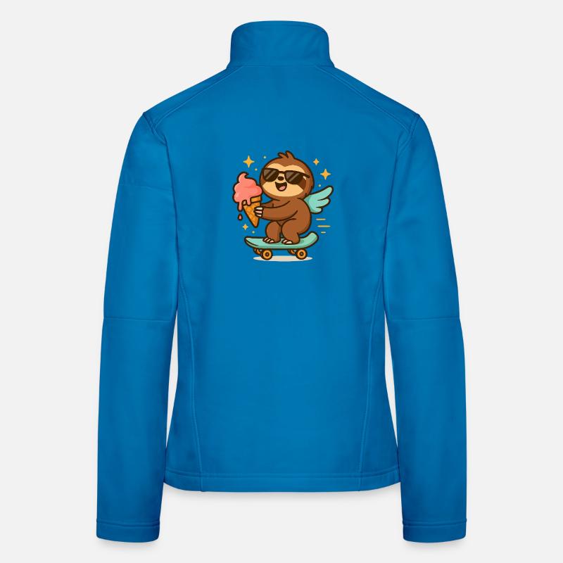 Cool Sloth Skateboard Treat Cone - Women's Softshell Jacket - light blue