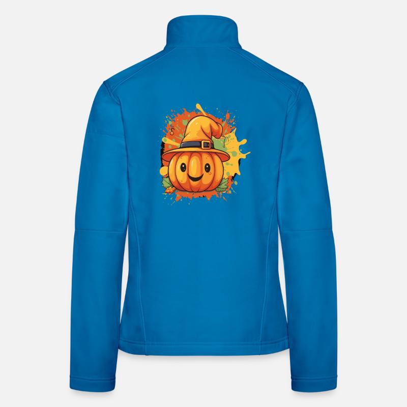 Pumpkin Witch Hat Fun Design Women's Softshell Jacket