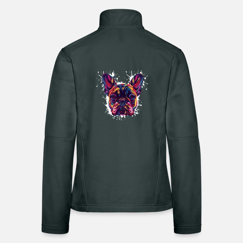 Farbexplosion Bulldogge Kopf Frauen Softshelljacke