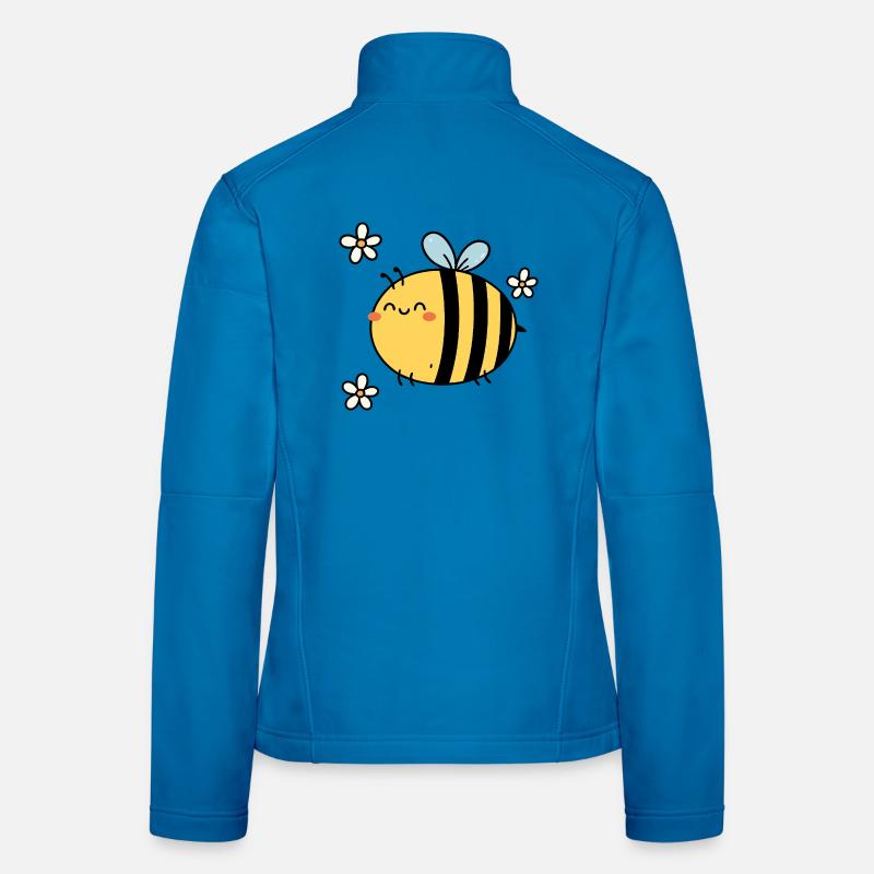 Buzzing with Joy – Kawaii Bee & Blossoms - Women's Softshell Jacket - light blue