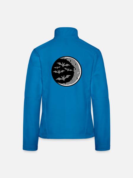 Viele Fledermäuse Silhouette cool Sichelmond Nacht - Frauen Softshelljacke - Lichtblau - Hinten