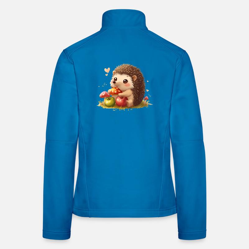 Süßer Igel mit Pilzen und Äpfel Frauen Softshelljacke