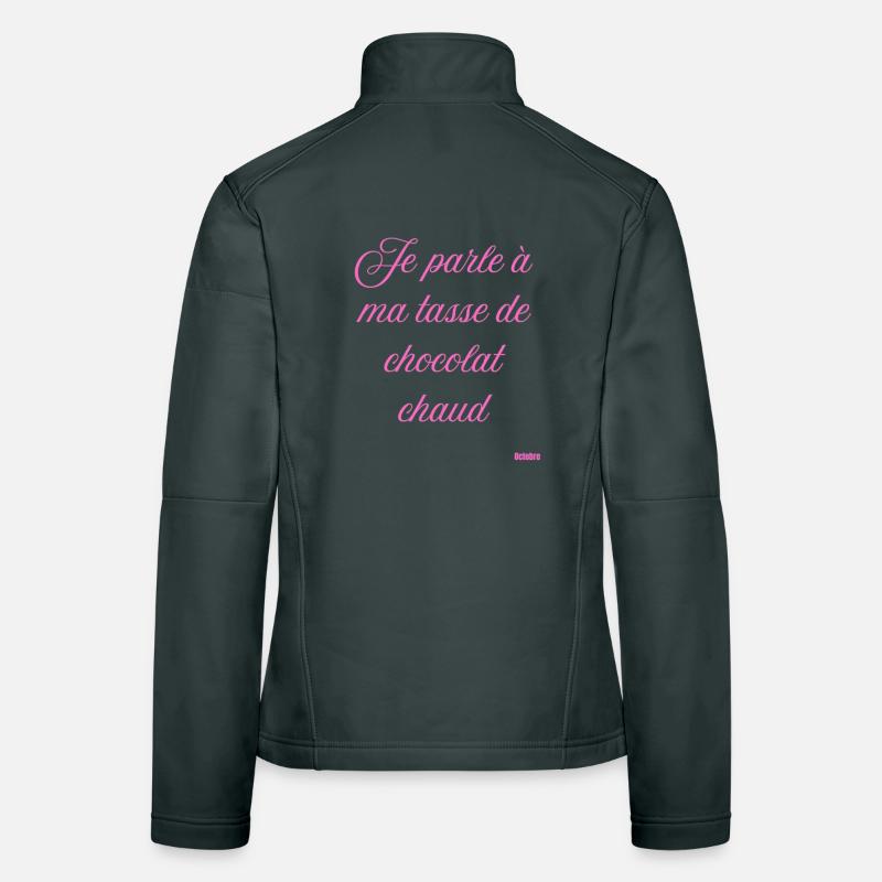 Tasse Chocolat Chaud Script Rose Veste en tissu softshell Femme
