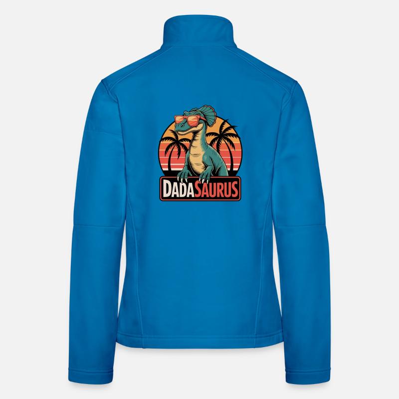 Dadasaurus Cool Dinosaur Retro Palm Trees Women's Softshell Jacket