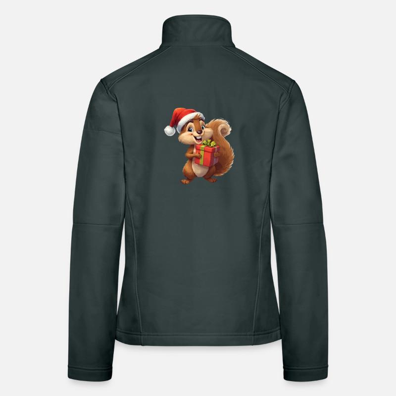 Weihnachts-Eichhörnchen mit Geschenk Frauen Softshelljacke