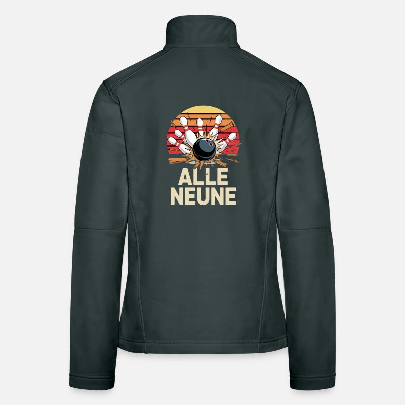 Conception des neuf coups de bowling Veste en tissu softshell Femme