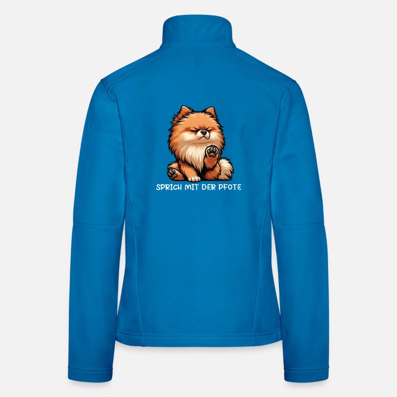 Sprich mit der Pfote Zwergspitz Zwergspitze Spitz Frauen Softshelljacke
