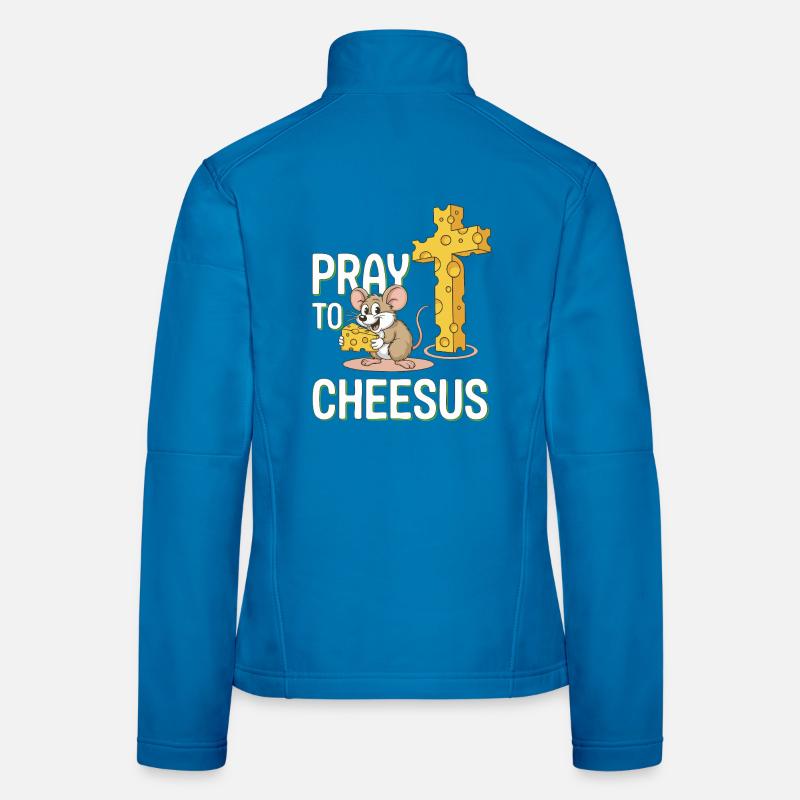 Pray to Cheesus – Maus & Käse Kreuz Frauen Softshelljacke