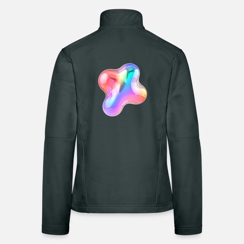Regenbogen Glänzendes abstraktes Blob-Design Frauen Softshelljacke