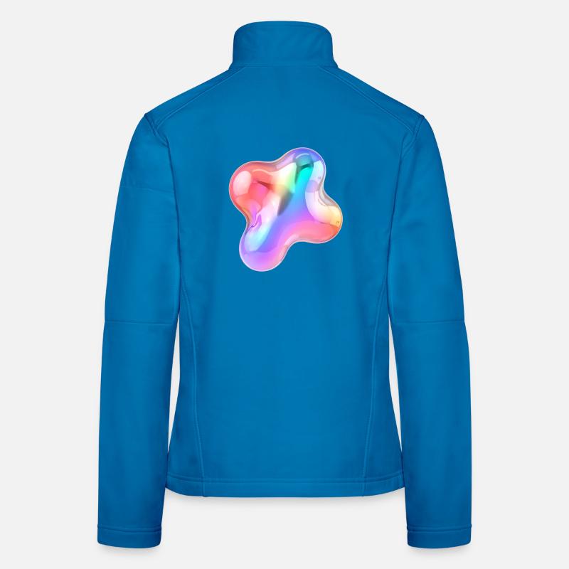 Rainbow Glossy Abstract Blob Design Women's Softshell Jacket