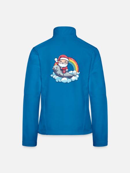 Phoque Animal Père Noël Noël - Veste en tissu softshell Femme - bleu clair - Dos