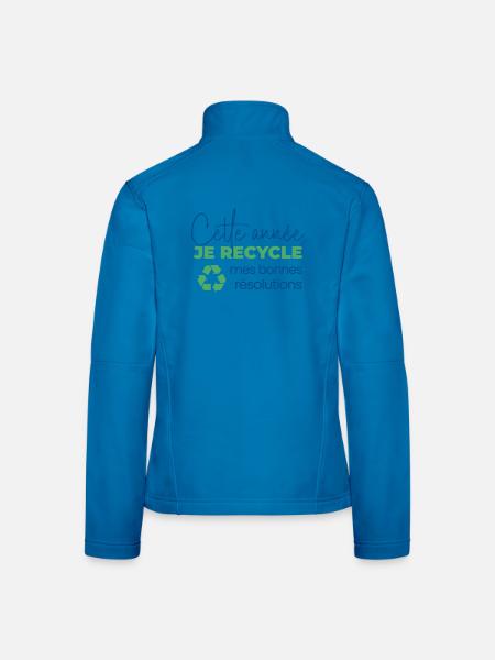 Dieses Jahr recycele ich meine guten Vorsätze - Frauen Softshelljacke - Lichtblau - Hinten