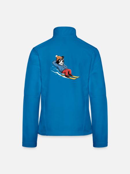 Chien de ski détendu avec lunettes de soleil et chapeau - Veste en tissu softshell Femme - bleu clair - Dos