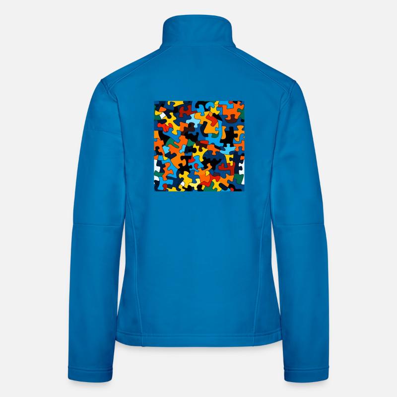 Colorful puzzle piece pattern Women's Softshell Jacket