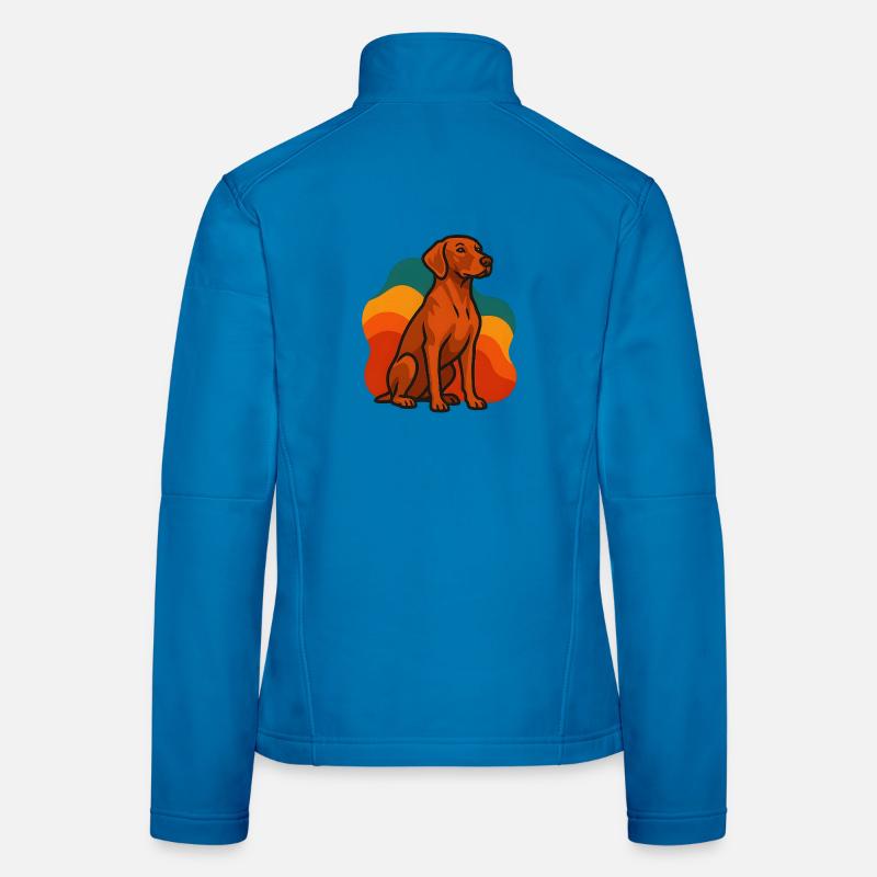 Vizsla Dog in Retro Palette - Women's Softshell Jacket - light blue