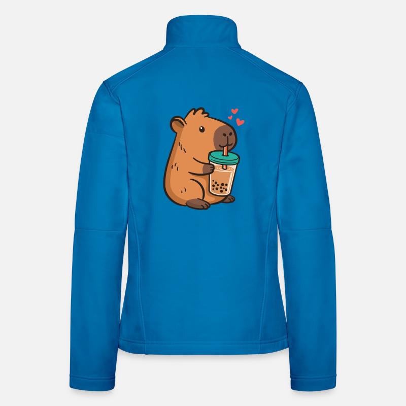 Capybara Bubble Tea Kawaii Boba Tee Milchtee Frauen Softshelljacke