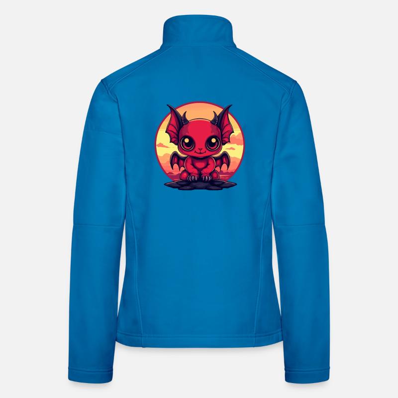 Roter Dämonen-Kobold am Abend Frauen Softshelljacke
