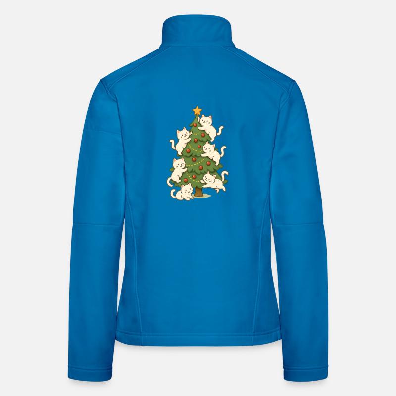 Cat Christmas Tree Whimsy, Kittens  Women's Softshell Jacket
