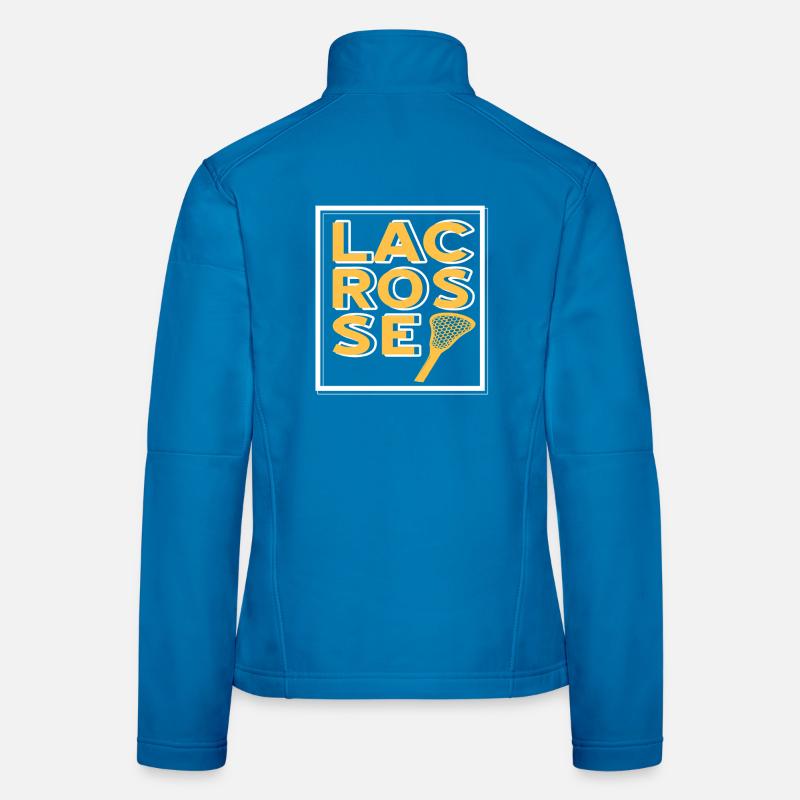 Bold Lacrosse Typography Grid Stick Player Fan Frauen Softshelljacke