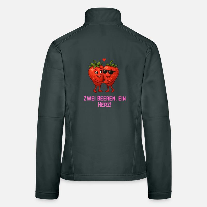 Zwei Beeren ein Herz - Erdbeeren Paar Frauen Softshelljacke